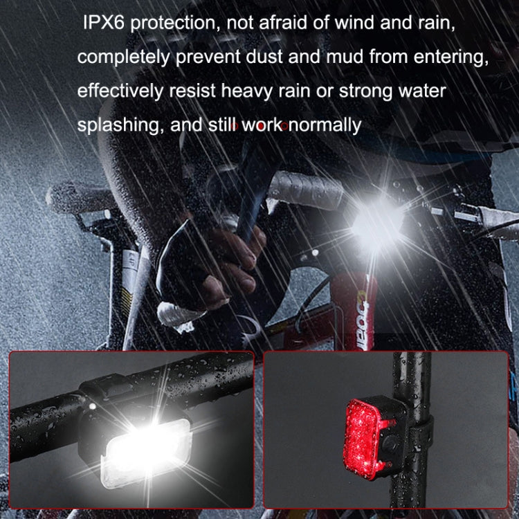 Lampe de vélo LED rechargeable USB pour extérieur, style : lumière avant, feu arrière, lumière avant + feu arrière