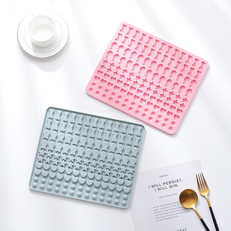 Tapis de cuisson en silicone à 130 cavités, mini moule à friandises pour animaux de compagnie, moule à pâtisserie pour chiens, moule à biscuits, moule à gâteaux, bleu, rose