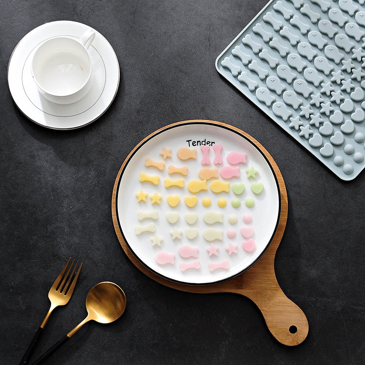 Tapis de cuisson en silicone à 130 cavités, mini moule à friandises pour animaux de compagnie, moule à pâtisserie pour chiens, moule à biscuits, moule à gâteaux, bleu, rose