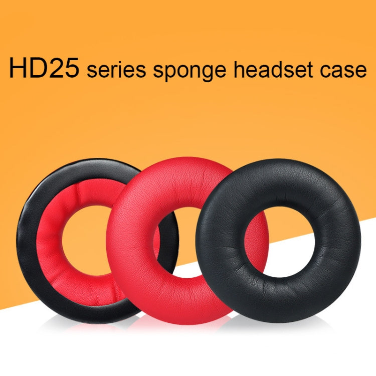 1 paire de housses d'écouteurs en éponge pour Sennheiser HD25-1II/25/25SP/25SP-II, noir, rouge, jaune, bleu, blanc, noir froissé