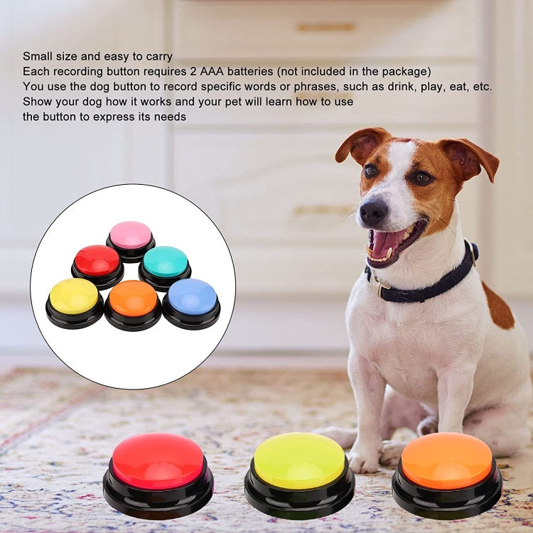 Bouton de communication pour animaux : boîte vocale pour chien, enregistreur vocal. Style : modèle d'enregistrement. Couleurs : rouge, rose, jaune, bleu lac, blanc, bleu foncé, bleu clair, vert, violet, rouge, orange.