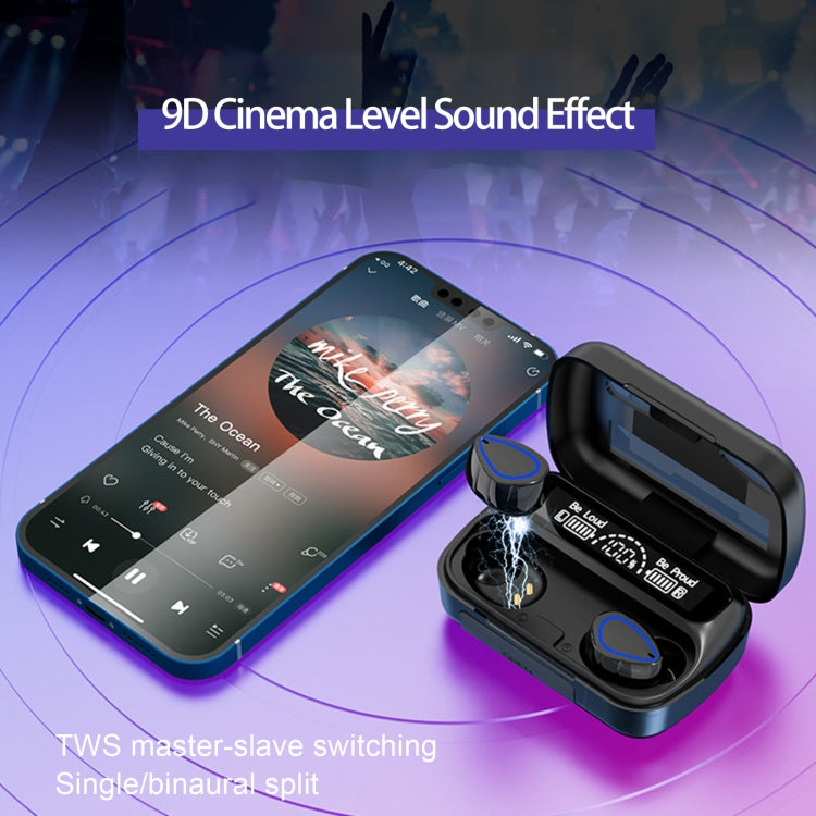 Casque Bluetooth mini invisible avec écran numérique stéréo SKY10 Charging Bin, SKY10 noir