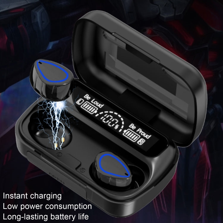 Casque Bluetooth mini invisible avec écran numérique stéréo SKY10 Charging Bin, SKY10 noir