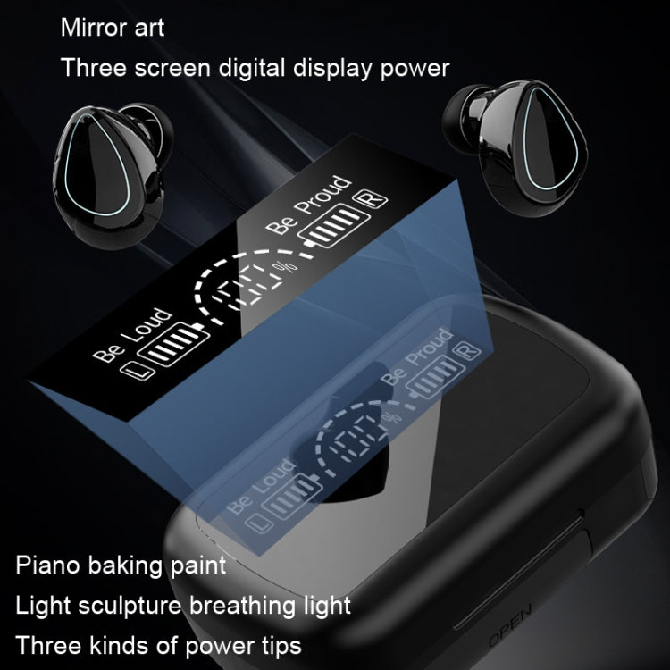 Casque Bluetooth mini invisible avec écran numérique stéréo SKY10 Charging Bin, SKY10 noir
