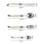 Ensemble de couteaux, fourchettes et cuillères en acier inoxydable avec manche en plastique, couverts occidentaux, 6 cuillères à café, 6 fourchettes, 6 cuillères à soupe