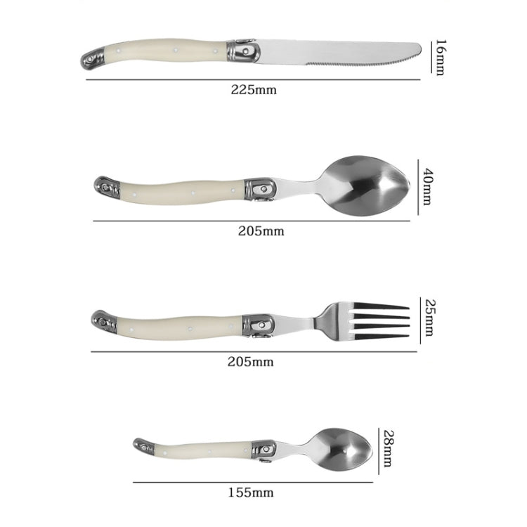 Ensemble de couteaux, fourchettes et cuillères en acier inoxydable avec manche en plastique, couverts occidentaux, 6 cuillères à café, 6 fourchettes, 6 cuillères à soupe