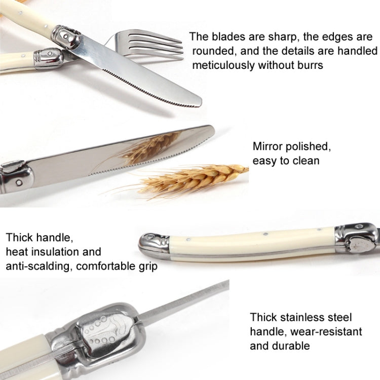 Ensemble de couteaux, fourchettes et cuillères en acier inoxydable avec manche en plastique, couverts occidentaux, 6 cuillères à café, 6 fourchettes, 6 cuillères à soupe