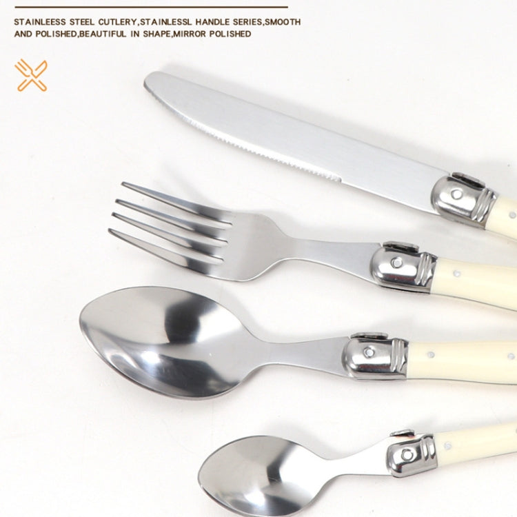 Ensemble de couteaux, fourchettes et cuillères en acier inoxydable avec manche en plastique, couverts occidentaux, 6 cuillères à café, 6 fourchettes, 6 cuillères à soupe