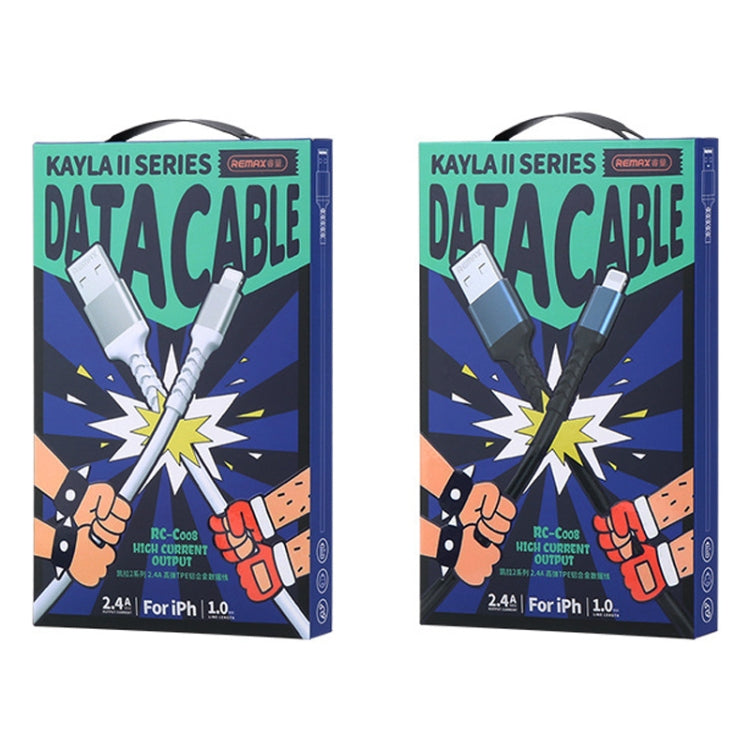 Câble de données REMAX RC-C008 2.4A TPE souple anti-casse, longueur 1m, USB vers Micro USB, USB vers 8 broches