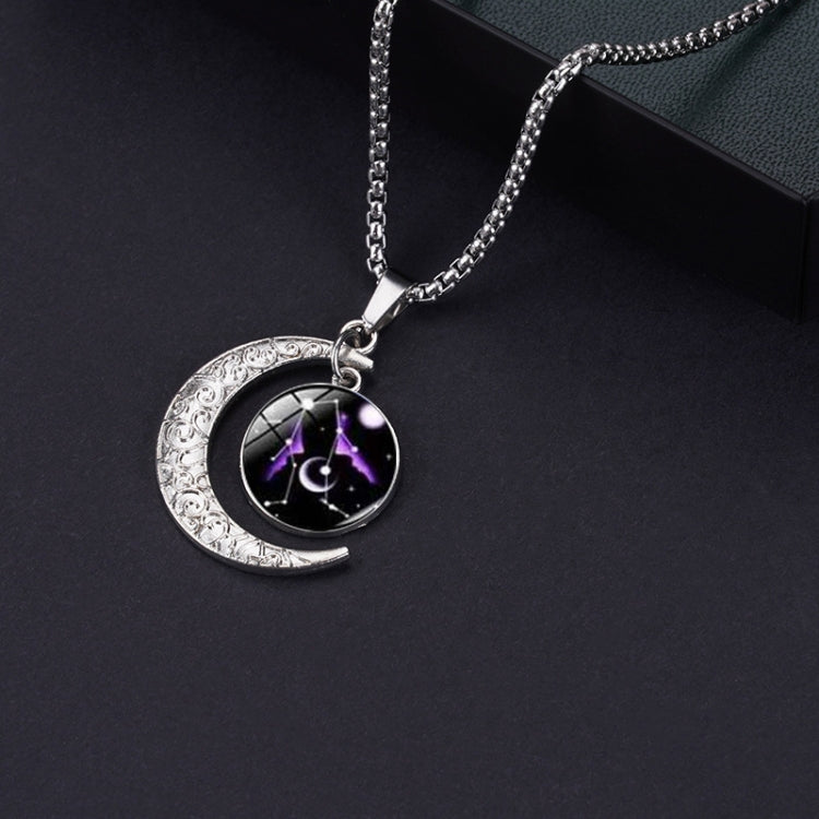 Collier Lumineux Zodiaque Lune en Acier Titane, Pendentif Lune Personnalisé, Collier Gémeaux, Collier Cancer, Collier Lion, Collier Vierge, Collier Balance, Collier Scorpion, Collier Sagittaire, Collier Verseau, Collier Capricorne, Collier Poissons