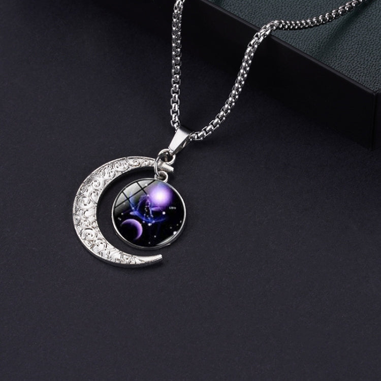 Collier Lumineux Zodiaque Lune en Acier Titane Pendentif Lune Personnalisé, Collier Gémeaux, Collier Cancer, Collier Lion, Collier Vierge, Collier Balance, Collier Scorpion, Collier Sagittaire, Collier Verseau, Collier Capricorne, Collier Poissons