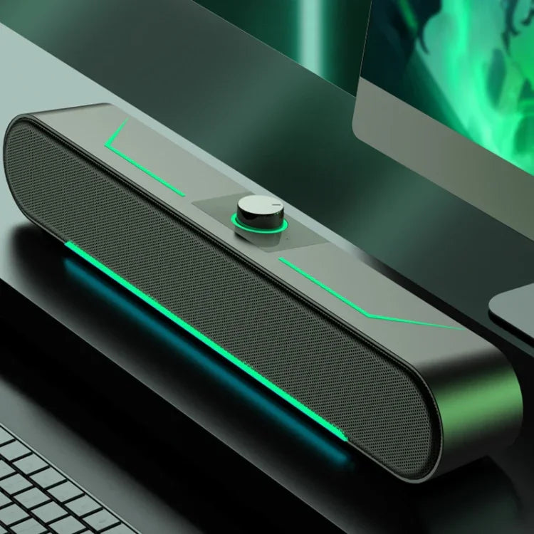 Haut-parleurs d’ordinateur stéréo HIFI lumineux LED audio filaire longue durée pour jeu, A39 filaire (Noir)