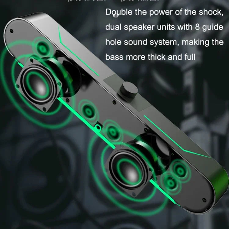 Haut-parleurs d’ordinateur stéréo HIFI lumineux LED audio filaire longue durée pour jeu, A39 filaire (Noir)