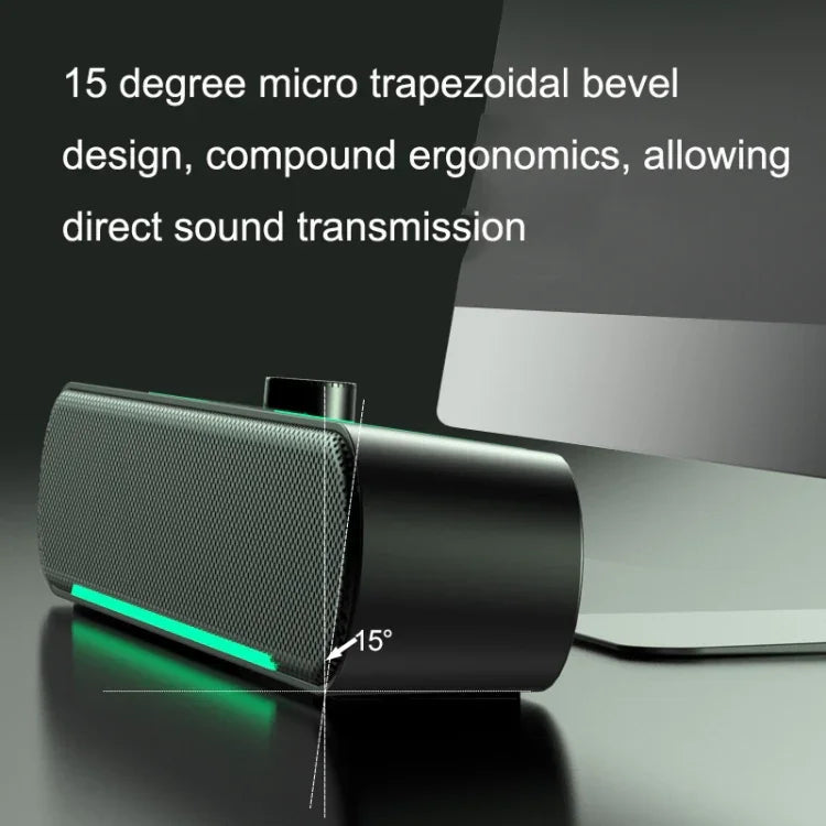 Haut-parleurs d’ordinateur stéréo HIFI lumineux LED audio filaire longue durée pour jeu, A39 filaire (Noir)