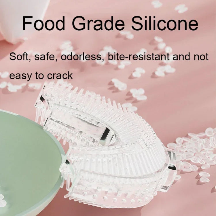S8 2pcs Children Cartoon Animal Manual U-shaped Silicone Toothbrush for 2-12 Years Old