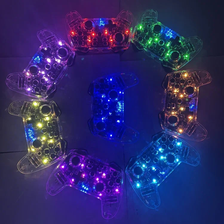 Manette sans fil Bluetooth pour Switch Pro avec fonction de réveil par LED, transparente avec LED