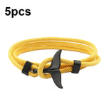 5 bracelets en corde tressée queue de baleine à double boucle réglable, 5 bleu clair, 5 beiges, 5 roses, 5 jaunes, 5 lie de vin, 5 bleu marine, 5 kakis, 5 rouges, 5 noirs