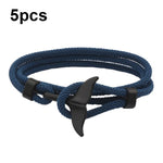 5 bracelets en corde tressée queue de baleine à double boucle réglable, 5 bleu clair, 5 beiges, 5 roses, 5 jaunes, 5 lie de vin, 5 bleu marine, 5 kakis, 5 rouges, 5 noirs