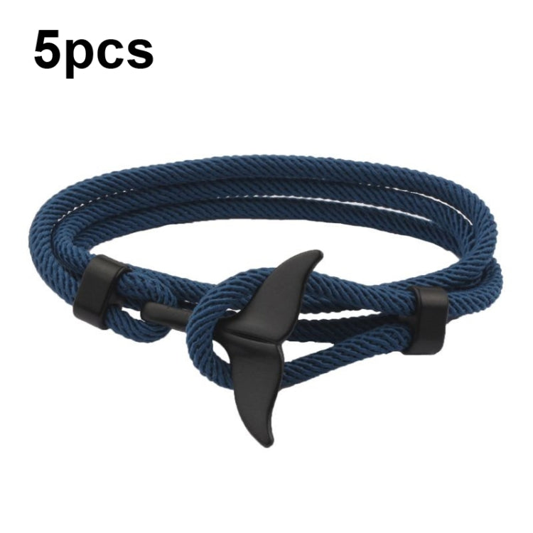 5 bracelets en corde tressée queue de baleine à double boucle réglable, 5 bleu clair, 5 beiges, 5 roses, 5 jaunes, 5 lie de vin, 5 bleu marine, 5 kakis, 5 rouges, 5 noirs