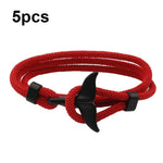 5 bracelets en corde tressée queue de baleine à double boucle réglable, 5 bleu clair, 5 beiges, 5 roses, 5 jaunes, 5 lie de vin, 5 bleu marine, 5 kakis, 5 rouges, 5 noirs
