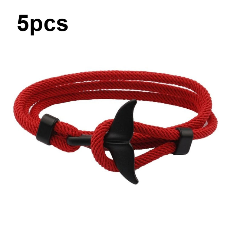 5 bracelets en corde tressée queue de baleine à double boucle réglable, 5 bleu clair, 5 beiges, 5 roses, 5 jaunes, 5 lie de vin, 5 bleu marine, 5 kakis, 5 rouges, 5 noirs