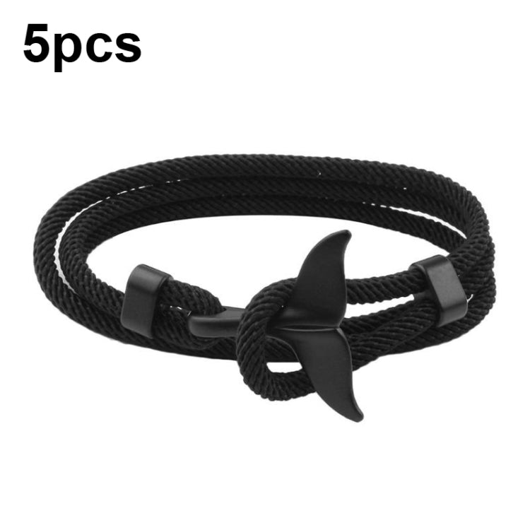 5 bracelets en corde tressée queue de baleine à double boucle réglable, 5 bleu clair, 5 beiges, 5 roses, 5 jaunes, 5 lie de vin, 5 bleu marine, 5 kakis, 5 rouges, 5 noirs