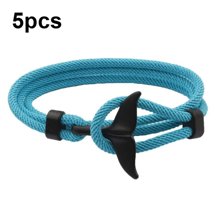 5 bracelets en corde tressée queue de baleine à double boucle réglable, 5 bleu clair, 5 beiges, 5 roses, 5 jaunes, 5 lie de vin, 5 bleu marine, 5 kakis, 5 rouges, 5 noirs