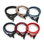 5 bracelets en corde tressée queue de baleine à double boucle réglable, 5 bleu clair, 5 beiges, 5 roses, 5 jaunes, 5 lie de vin, 5 bleu marine, 5 kakis, 5 rouges, 5 noirs