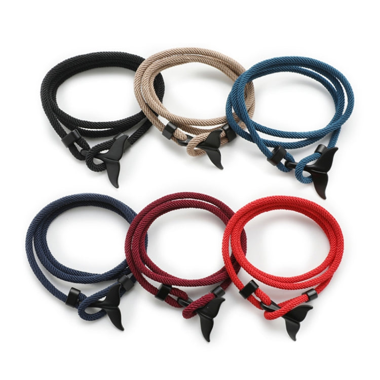 5 bracelets en corde tressée queue de baleine à double boucle réglable, 5 bleu clair, 5 beiges, 5 roses, 5 jaunes, 5 lie de vin, 5 bleu marine, 5 kakis, 5 rouges, 5 noirs