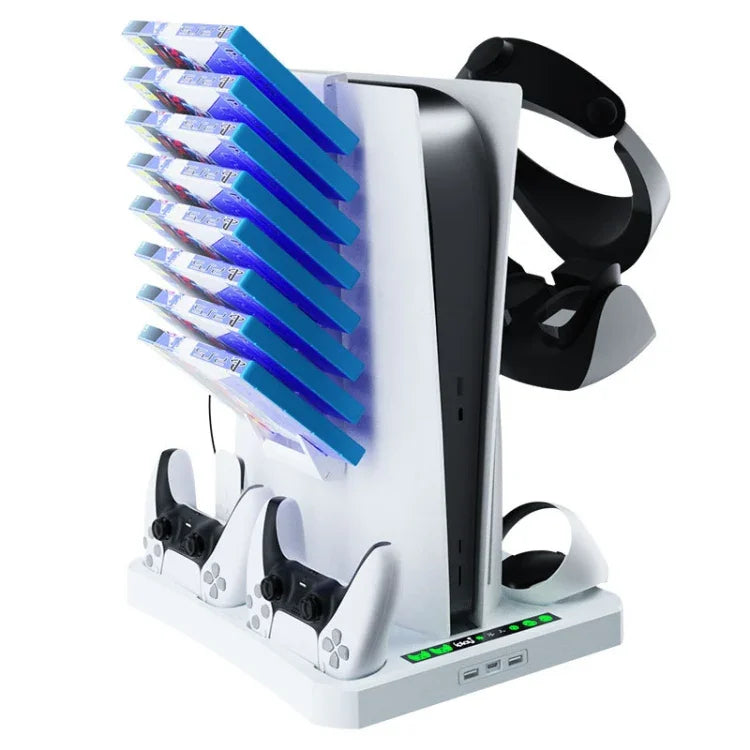 Base de refroidissement multifonctionnelle pour PS5 iPlayer Host, support de charge avec poignée VR2 et support de rangement pour disques, HBP-6478