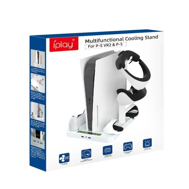 Base de refroidissement multifonctionnelle pour PS5 iPlayer Host, support de charge avec poignée VR2 et support de rangement pour disques, HBP-6478