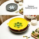 Couvercle de casserole anti-déversement en silicone en forme de fleur, couvercle de casserole rotatif, gadget de cuisine, taille : 23cm Jaune
