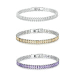 Bracelet étincelant en oxyde de zirconium, bijoux en cuivre plaqué or, YIB055-17LCP, YIB055-19LCP, YIB055-17LVT, YIB055-19LVT