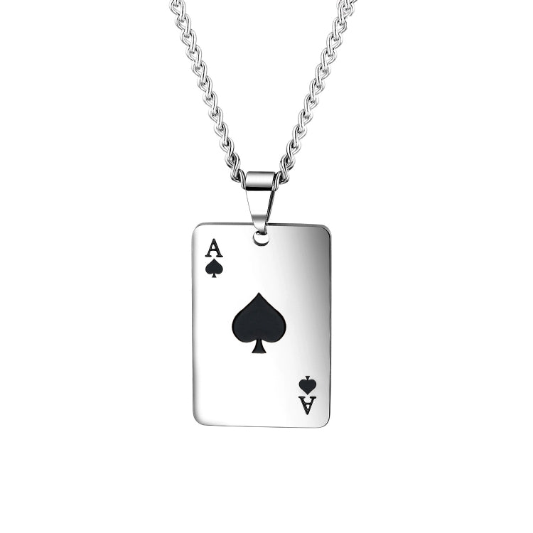 OPK 1542 Collier Homme Acier Titane Personnalité Pendentif Poker, Noir Avec Chaîne, Rouge Avec Chaîne