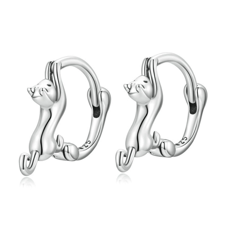 Boucles d'oreilles extensibles chat en argent sterling S925 et diamant, Taille :, Petit plaqué platine, Grand plaqué platine, Grand plaqué or, Grand plaqué or noir, Grand plaqué or rose