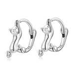 Boucles d'oreilles extensibles chat en argent sterling S925 et diamant, Taille :, Petit plaqué platine, Grand plaqué platine, Grand plaqué or, Grand plaqué or noir, Grand plaqué or rose