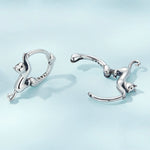 Boucles d'oreilles extensibles chat en argent sterling S925 et diamant, Taille :, Petit plaqué platine, Grand plaqué platine, Grand plaqué or, Grand plaqué or noir, Grand plaqué or rose