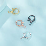 Boucles d'oreilles extensibles chat en argent sterling S925 et diamant, Taille :, Petit plaqué platine, Grand plaqué platine, Grand plaqué or, Grand plaqué or noir, Grand plaqué or rose