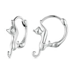 Boucles d'oreilles extensibles chat en argent sterling S925 et diamant, Taille :, Petit plaqué platine, Grand plaqué platine, Grand plaqué or, Grand plaqué or noir, Grand plaqué or rose