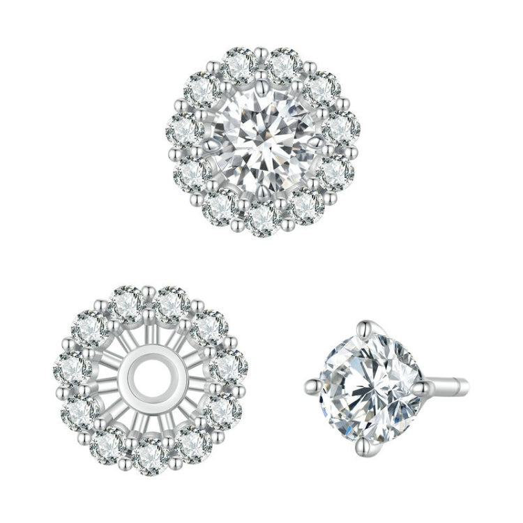 Boucles d'oreilles clous détachables en Moissanite ronde, argent sterling S925, MSE010