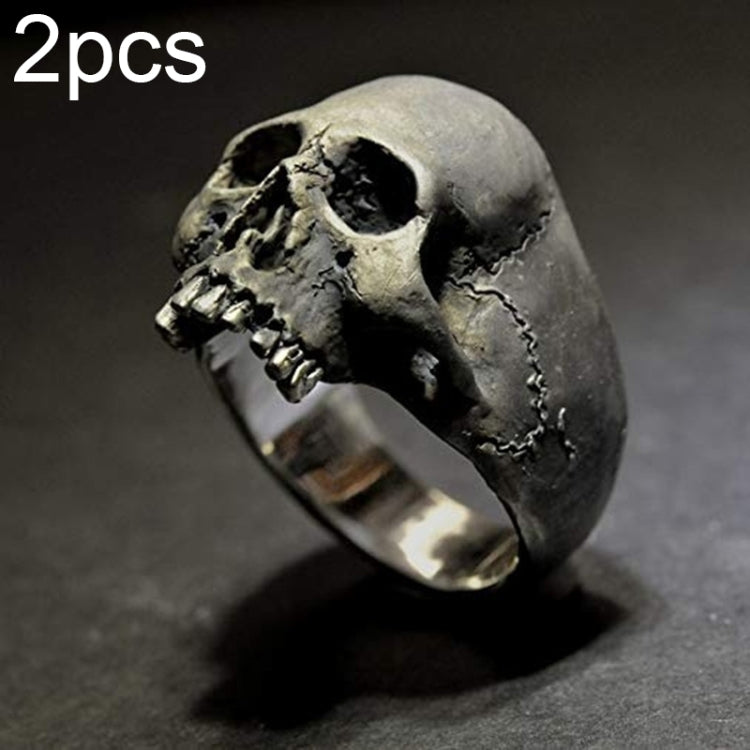 C56213 2 bagues punk crâne vintage bague crâne horreur cadeau homme, 12, 13, 14