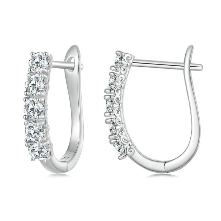 Boucles d'oreilles en Argent Sterling S925 et Moissanite motif U, MSE011
