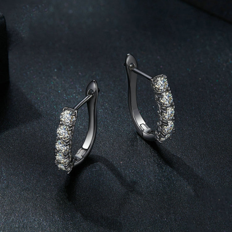 Boucles d'oreilles en Argent Sterling S925 et Moissanite motif U, MSE011