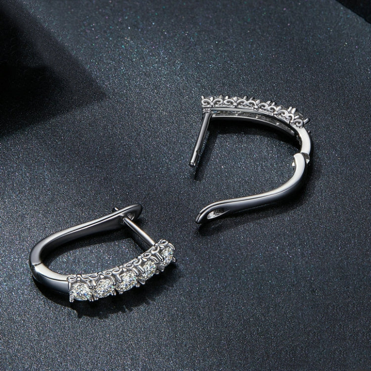 Boucles d'oreilles en Argent Sterling S925 et Moissanite motif U, MSE011