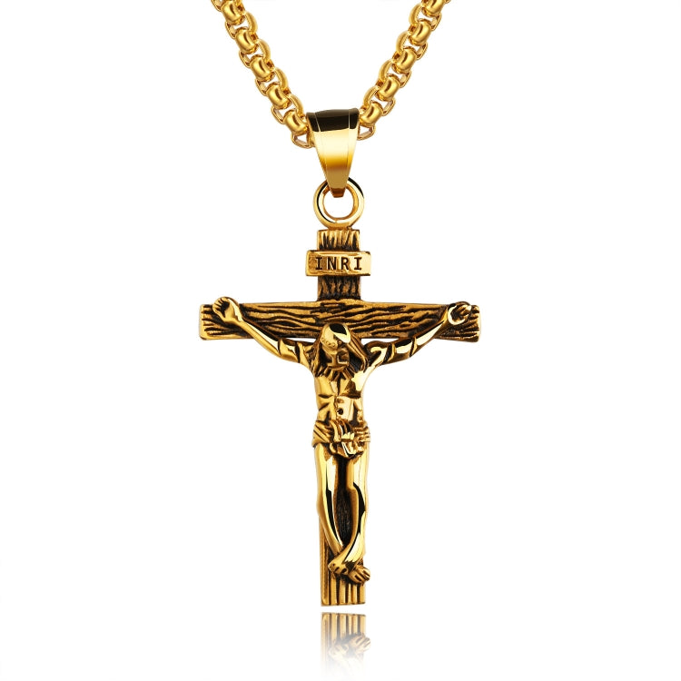 OPK 810 Collier Pendentif Homme Rétro en Acier Titane, [Pendentif Noir Doré, Couleur Acier+Chaîne Perles 3x55cm, Doré+Chaîne Perles 3x55cm, Noir Doré+Chaîne Perles 3x55cm, Pendentif Couleur Acier, Pendentif Doré