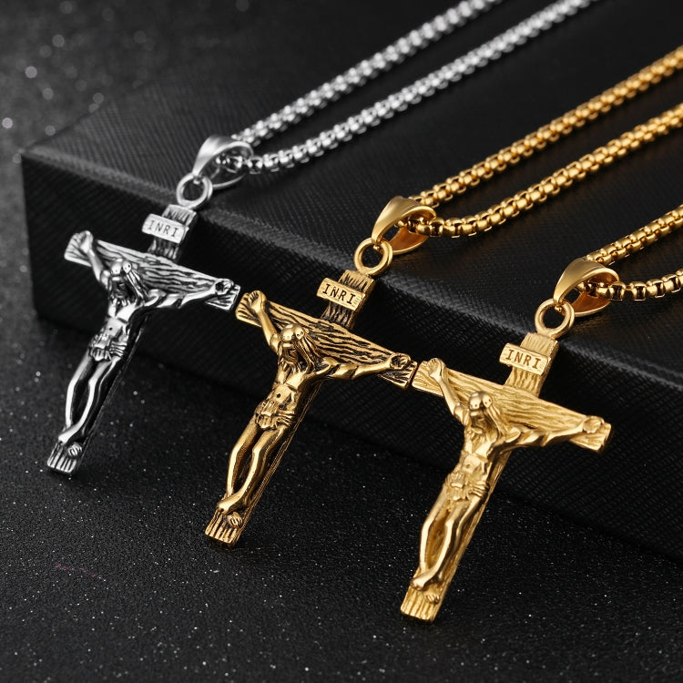 OPK 810 Collier Pendentif Homme Rétro en Acier Titane, [Pendentif Noir Doré, Couleur Acier+Chaîne Perles 3x55cm, Doré+Chaîne Perles 3x55cm, Noir Doré+Chaîne Perles 3x55cm, Pendentif Couleur Acier, Pendentif Doré