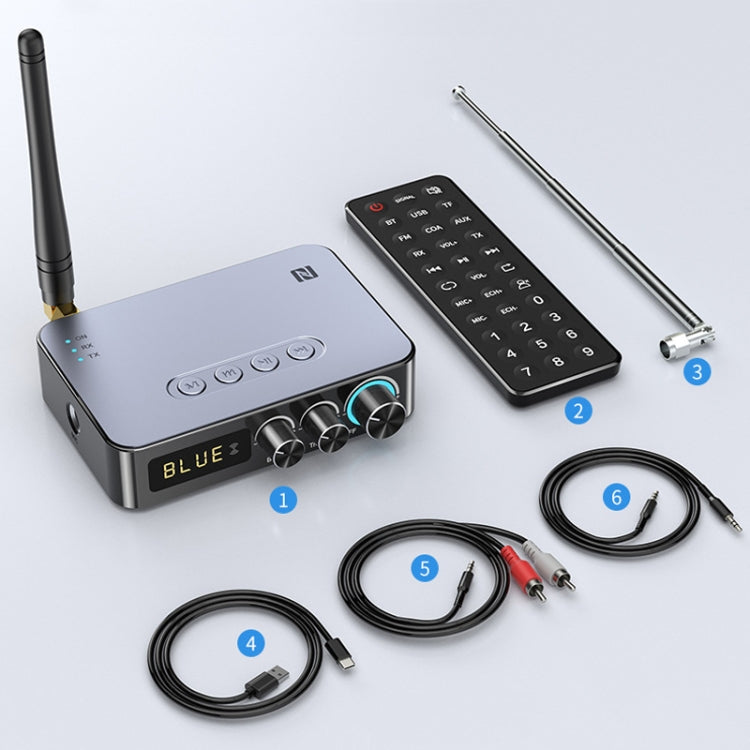 M9 Pro Récepteur Bluetooth 5.1 Lanceur Radio FM Adaptateur Audio NFC 4 en 1, M9 Pro