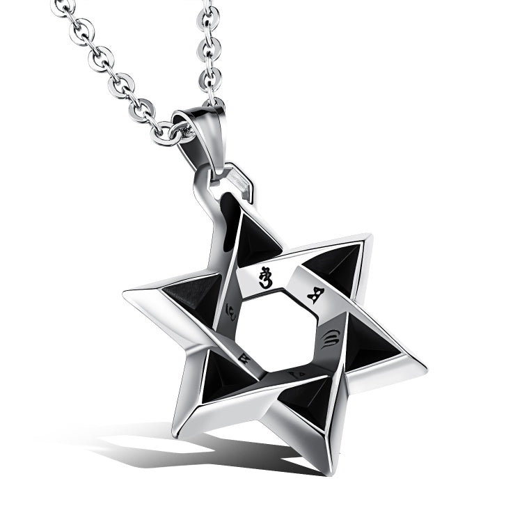 1102 Colliers en acier inoxydable pour hommes avec pendentif étoile à six branches, Style :, Pendentif+Chaîne