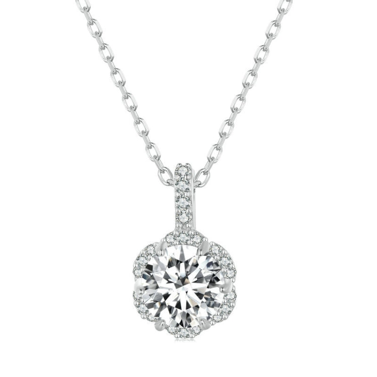 Collier en argent sterling S925 plaqué or blanc avec zircon et moissanite, MSN007