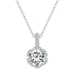 Collier en argent sterling S925 plaqué or blanc avec zircon et moissanite, MSN007